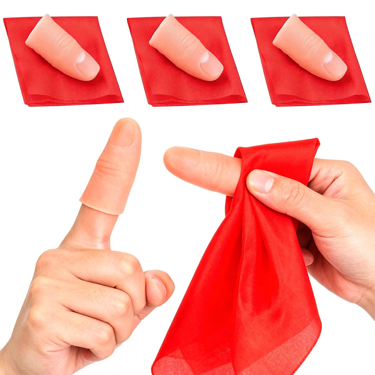 Thumb Tip Magic Trick Set - 3er-Set Schal-Vanish Magic Thumb Tip -