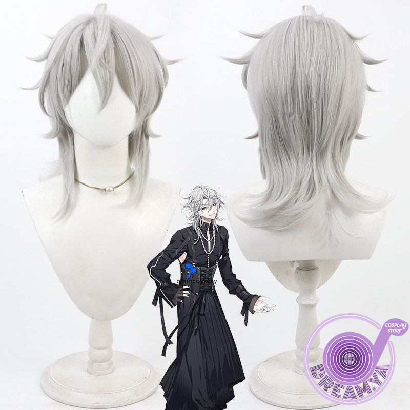 Anime Cosplay Wig Heat Resistant - Domeki Kuguri Cosplay-Perücke, 18TRIP, grau, kurz,