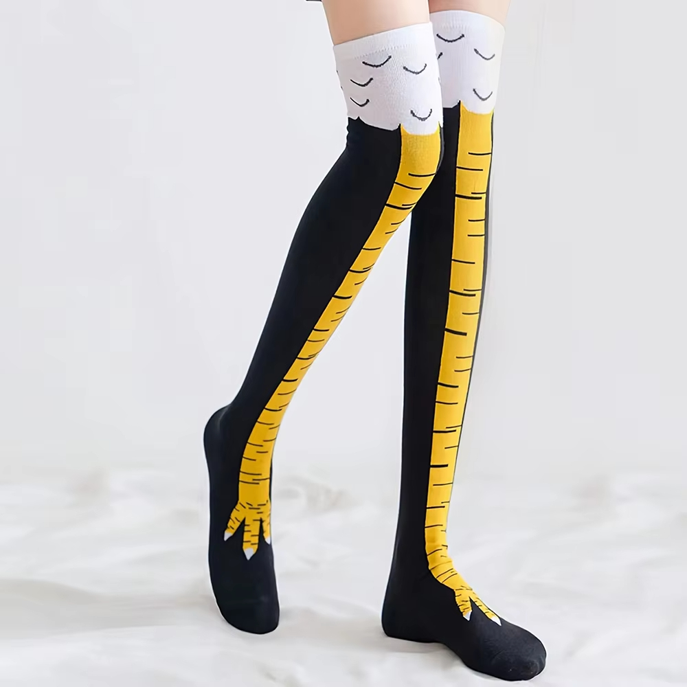 Funny Chicken Leg Socks - Frauen Oberschenkel Hohe Strümpfe Huhn Füße