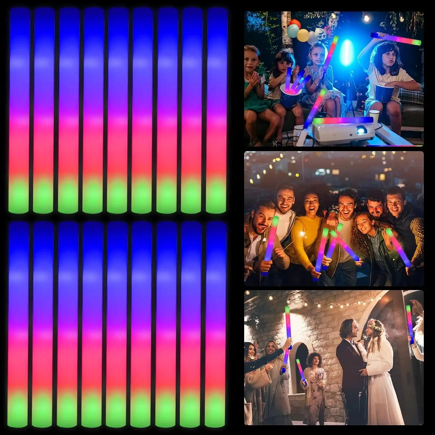 Flashing Led Foam Sticks Party - 3Z-50PCS LED-Schaumstoff-Leuchtstäbe für Weihnachten und Hochzeit