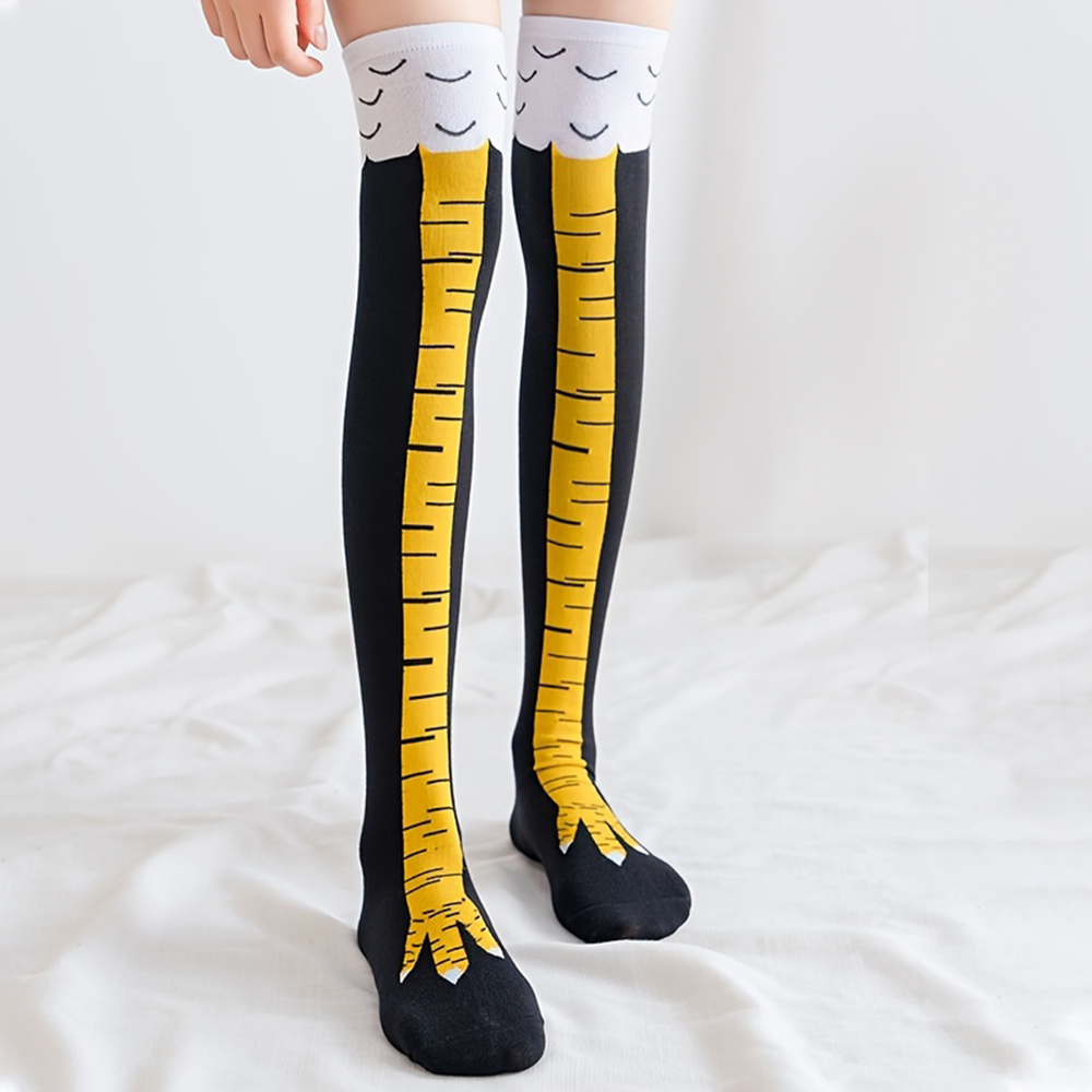 Funny Chicken Leg Socks - 1 Paar Damen Kniestrümpfe Trendige Cartoon