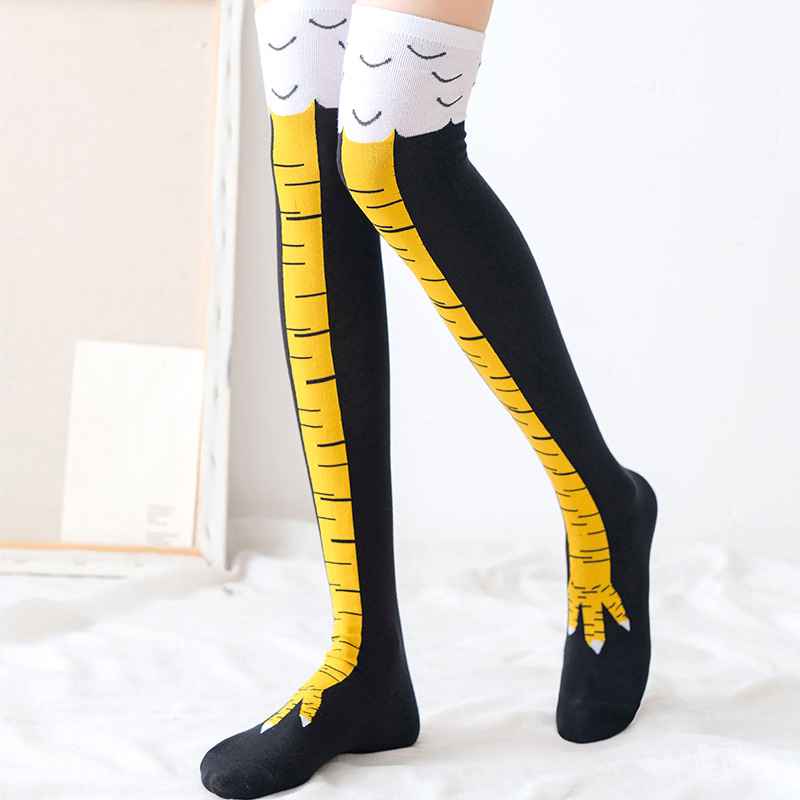 1Pairs Frauen Drucken Knie Hoh – Funny Chicken Leg Socks Bewertung und Preis