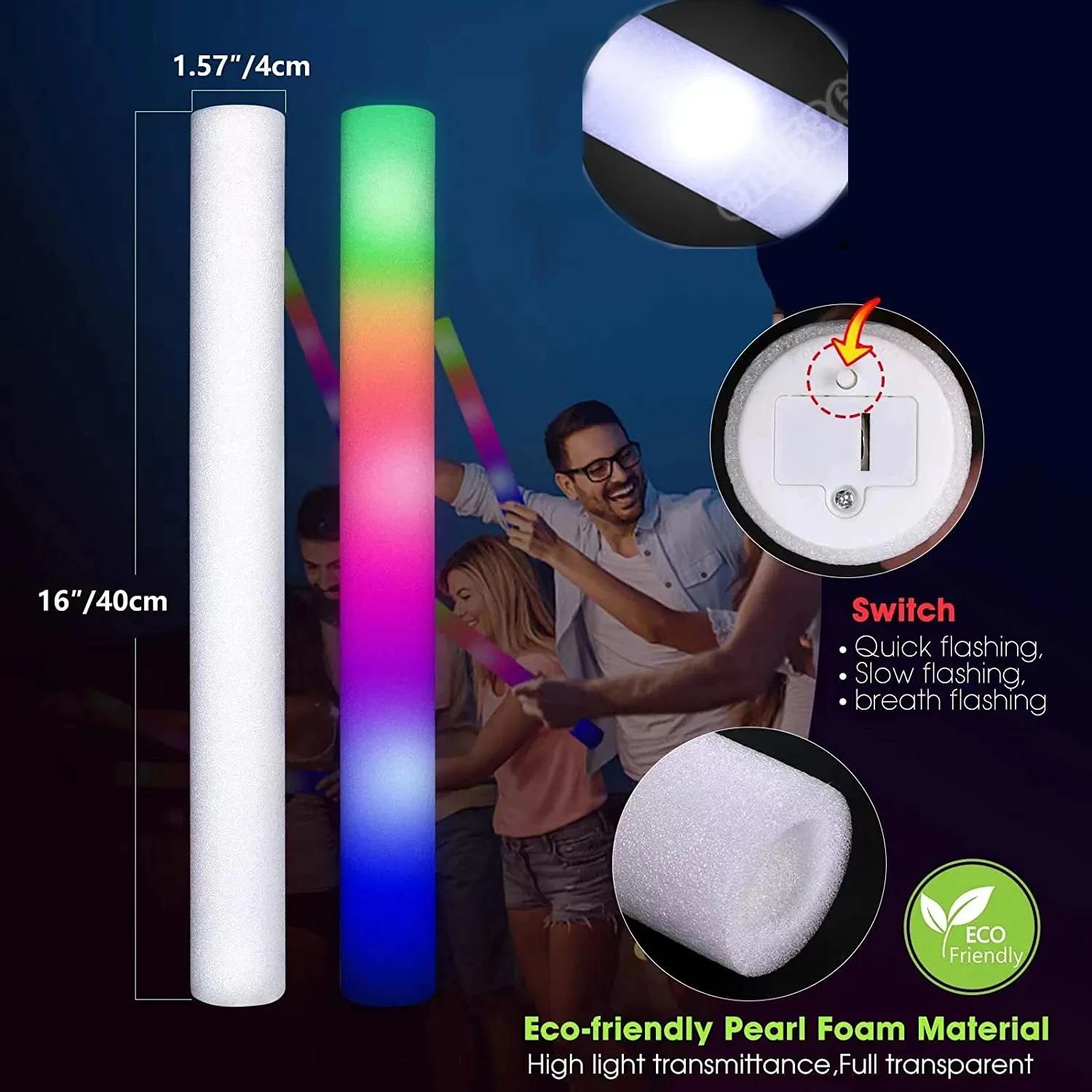 LED-Leuchtstäbe, Leucht-Schaum – Flashing Led Foam Sticks Party Bewertung und Preis